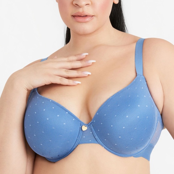 Ashley Stewart Blue Polka Dot T-Shirt Bra - Picture 1 of 9